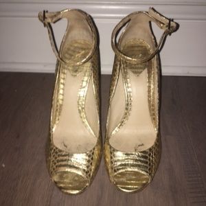 Giuseppe Zanotti Gold strappy high heel sandle.